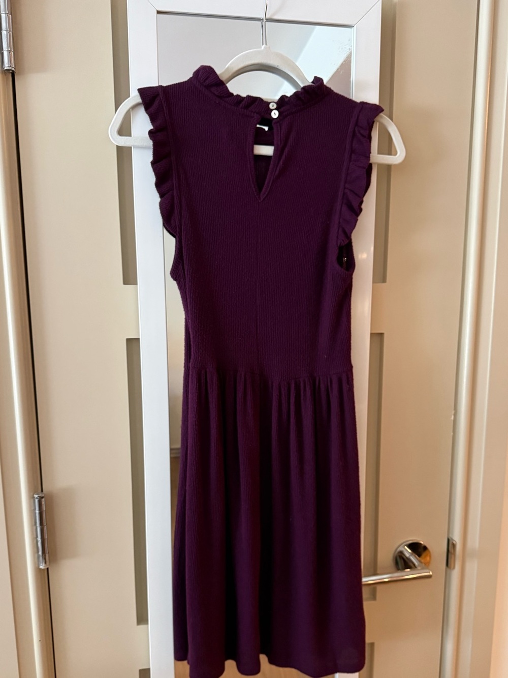 Alya Plum Ruffle Sleeve Knit Dress - Picture 2 of 9